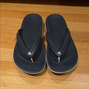 Crocs Navy Flip Flops with White Trim Size